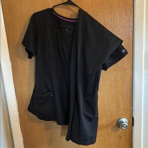 Healing Hands Black Scrub Top Short Sleeve- with matching pants